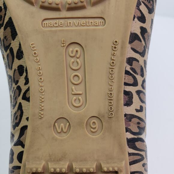 Crocs Womens Size 9 Brown Leopard Black Tie Slip On Comfort Ballet Flats Shoes - Picture 11 of 11